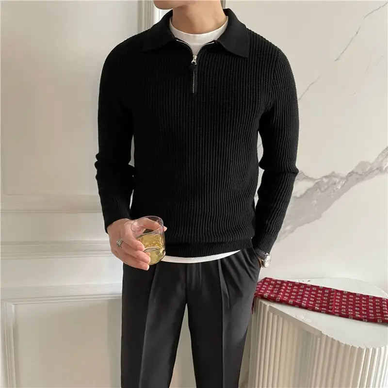 Pullover Tricô Gola Polo Cavallier